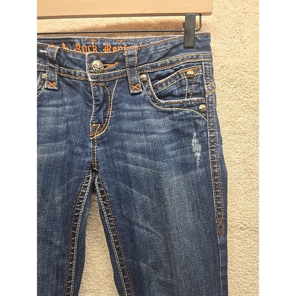 Rock Revival Patti Boot Cut Studs Womens Jeans Staight 28 Low Rise - Picture 10 of 16